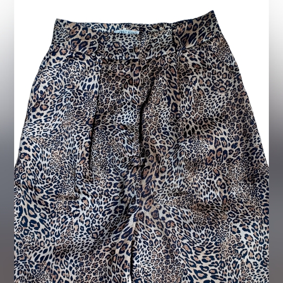 Ronny Kobo Womens High Rise Sraight Wide Leg Animal Print Trouser Pants Size XS - Picture 7 of 9